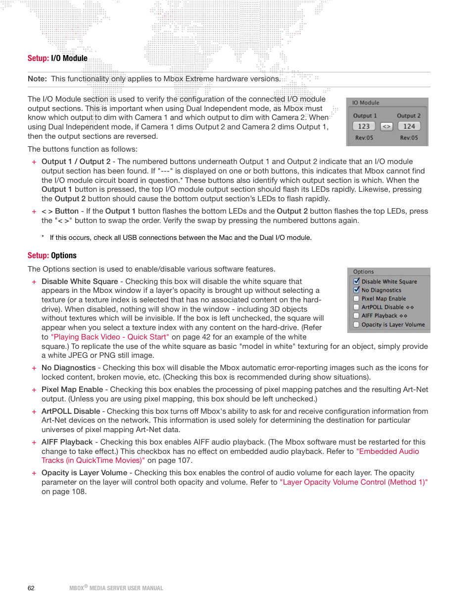 Setup: i/o module, Setup: options, Setup: i/o module setup: options | PRG Mbox Designer Manual 3.9 User Manual | Page 70 / 206