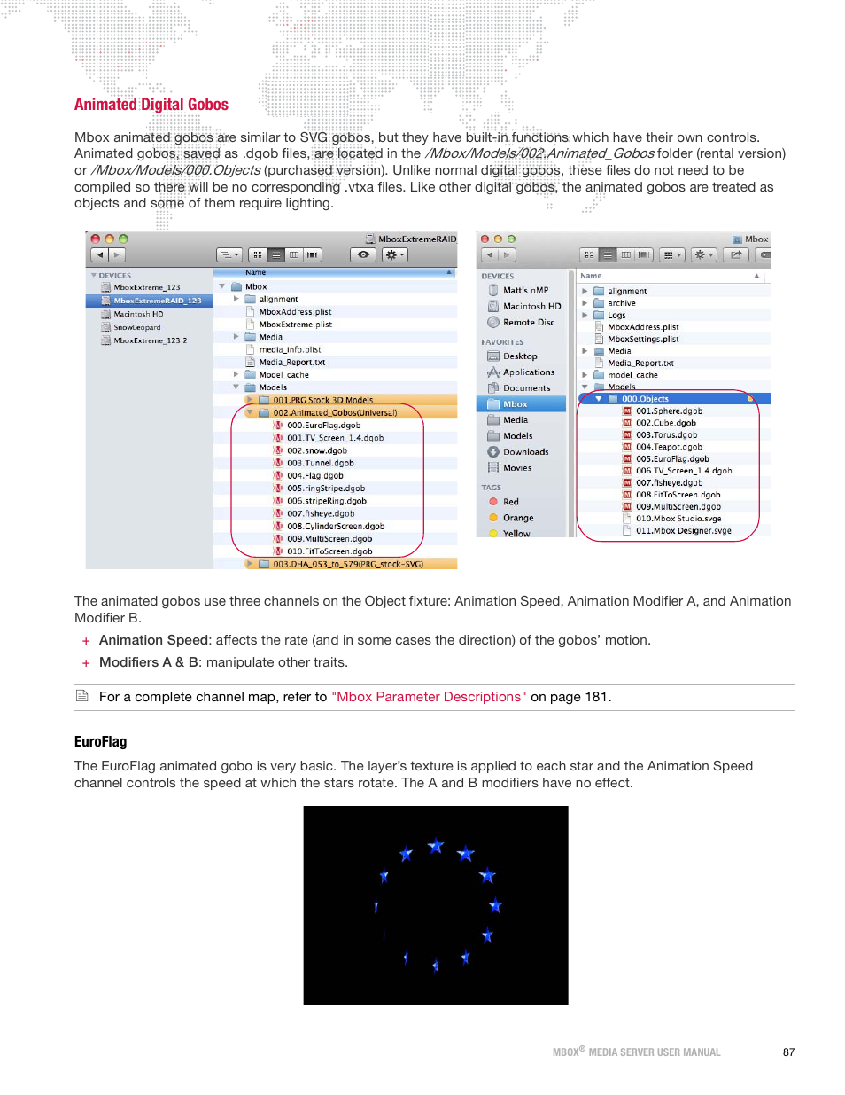 Animated digital gobos, Euroflag | PRG Mbox Designer Manual 3.9 User Manual | Page 95 / 206