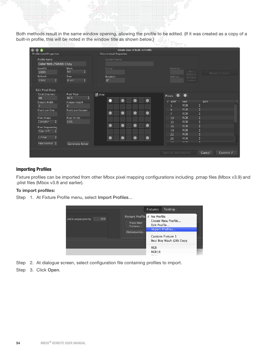Importing profiles | PRG Mbox Remote Manual 3.9 User Manual | Page 100 / 114