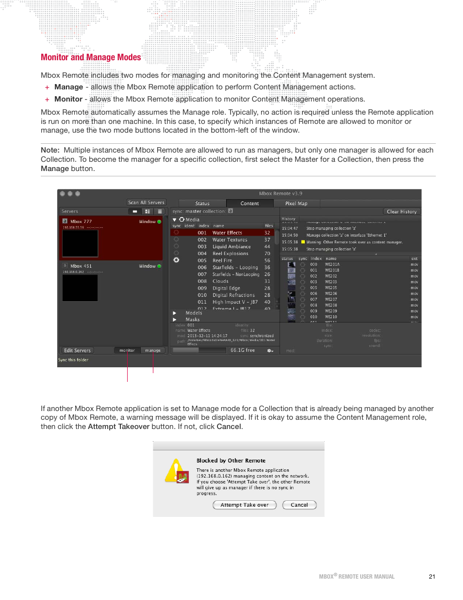 Monitor and manage modes | PRG Mbox Remote Manual 3.9 User Manual | Page 27 / 114