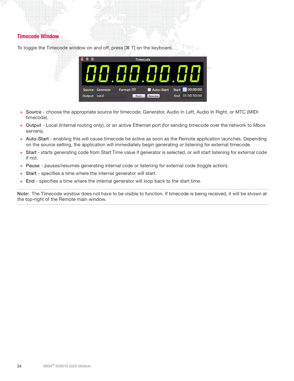 Timecode window | PRG Mbox Remote Manual 3.9 User Manual | Page 30 / 114