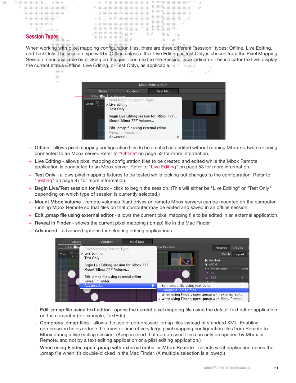 Session types | PRG Mbox Remote Manual 3.9 User Manual | Page 57 / 114