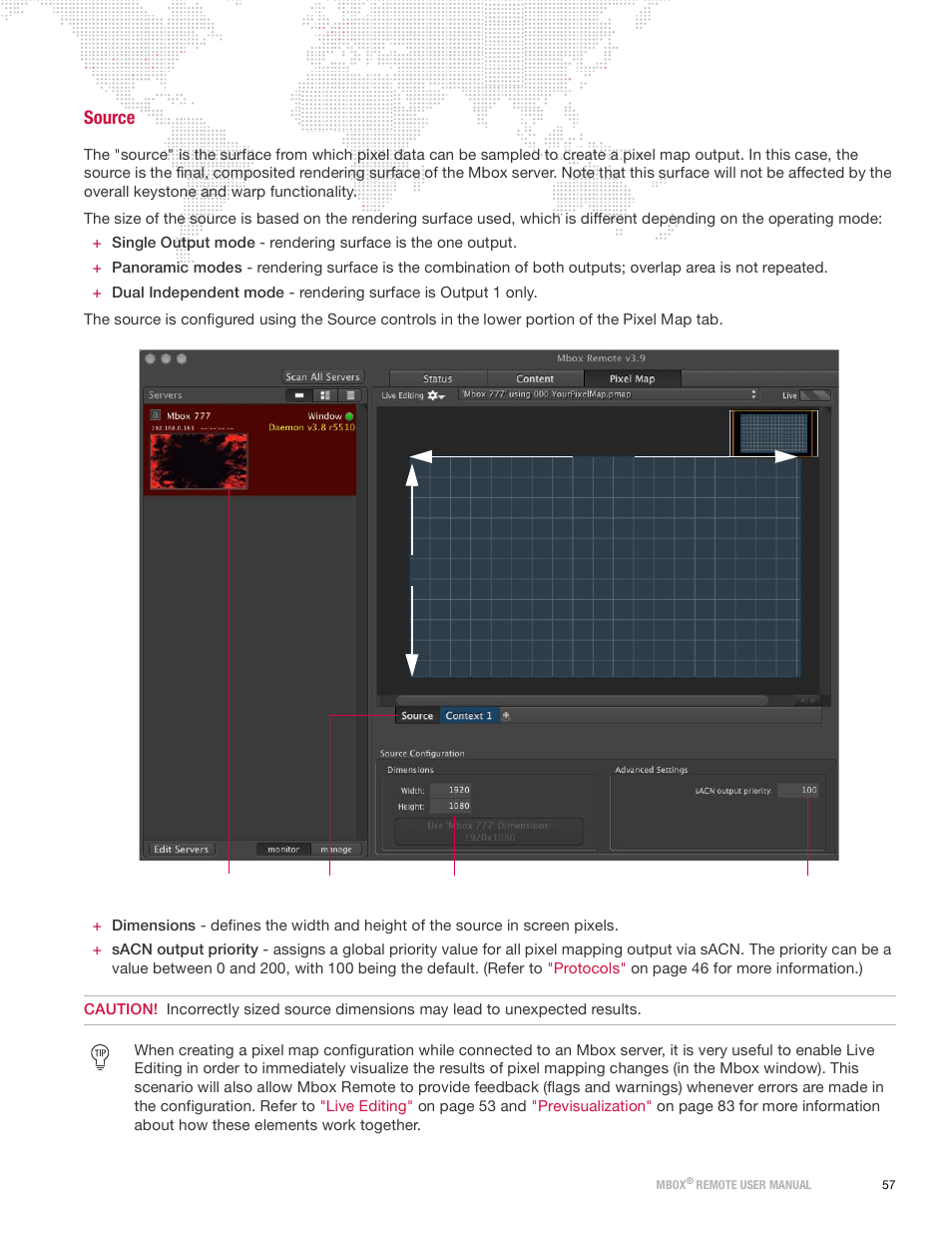 Source, Source dimensions | PRG Mbox Remote Manual 3.9 User Manual | Page 63 / 114