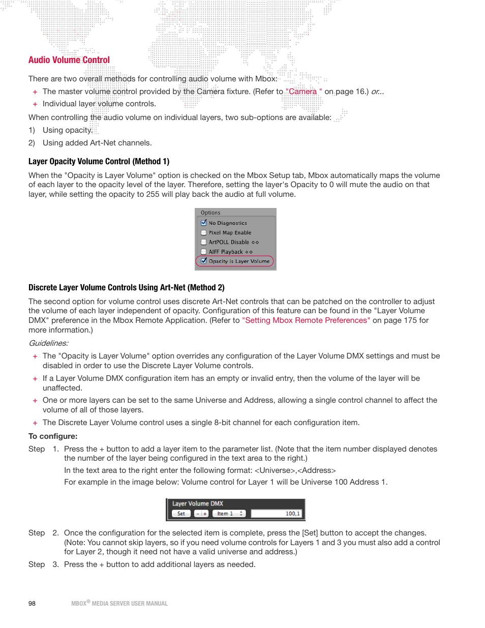 Audio volume control, Layer opacity volume control (method 1), Both opacity and volume. refer to | PRG Mbox Designer Manual 3.8 User Manual | Page 106 / 244