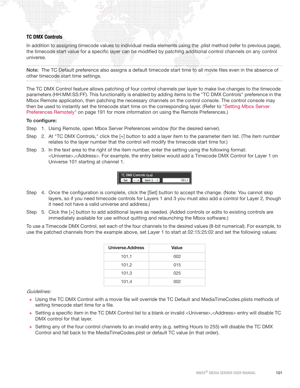 Tc dmx controls | PRG Mbox Designer Manual 3.8 User Manual | Page 109 / 244