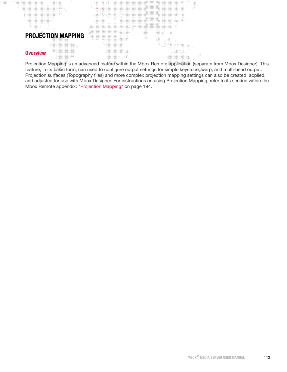 Projection mapping, Overview | PRG Mbox Designer Manual 3.8 User Manual | Page 121 / 244