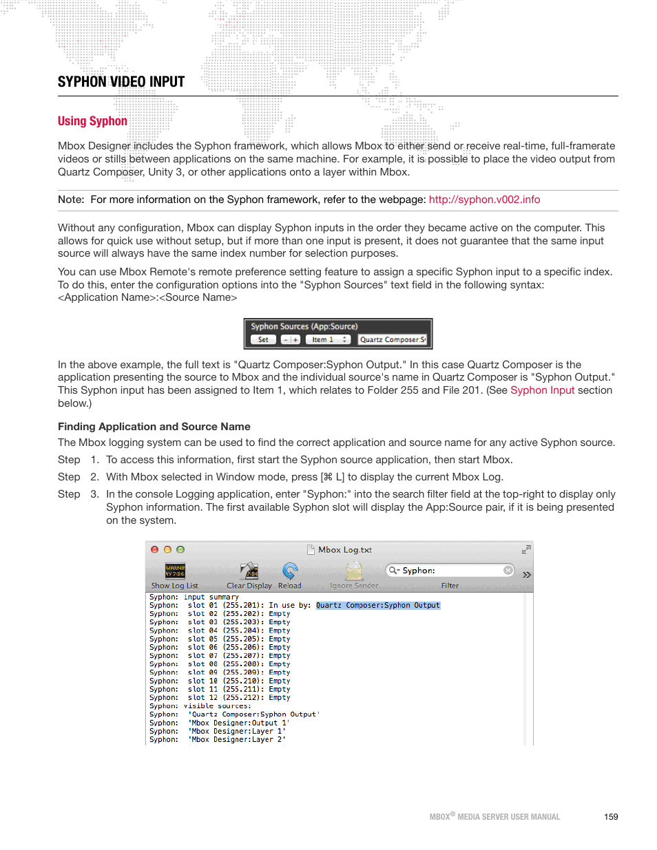 Syphon video input, Using syphon | PRG Mbox Designer Manual 3.8 User Manual | Page 167 / 244