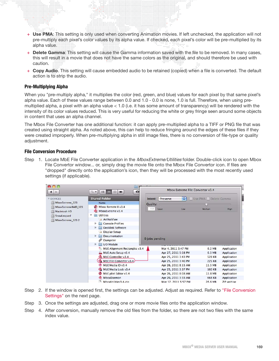 Pre-multiplying alpha, File conversion procedure, Pre-multiplying alpha file conversion procedure | PRG Mbox Designer Manual 3.8 User Manual | Page 177 / 244