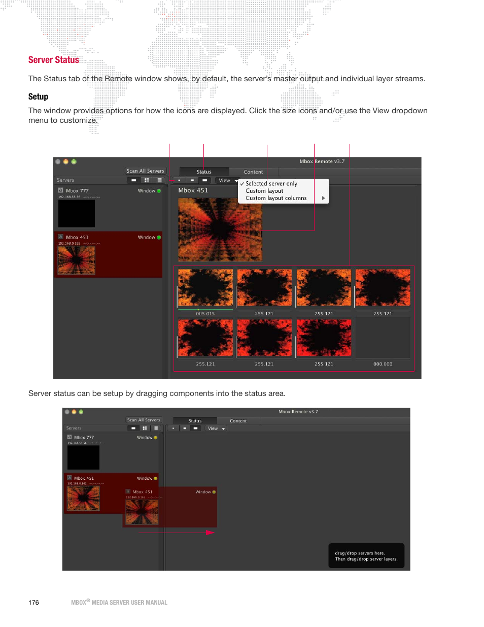 Server status, Setup | PRG Mbox Designer Manual 3.8 User Manual | Page 184 / 244