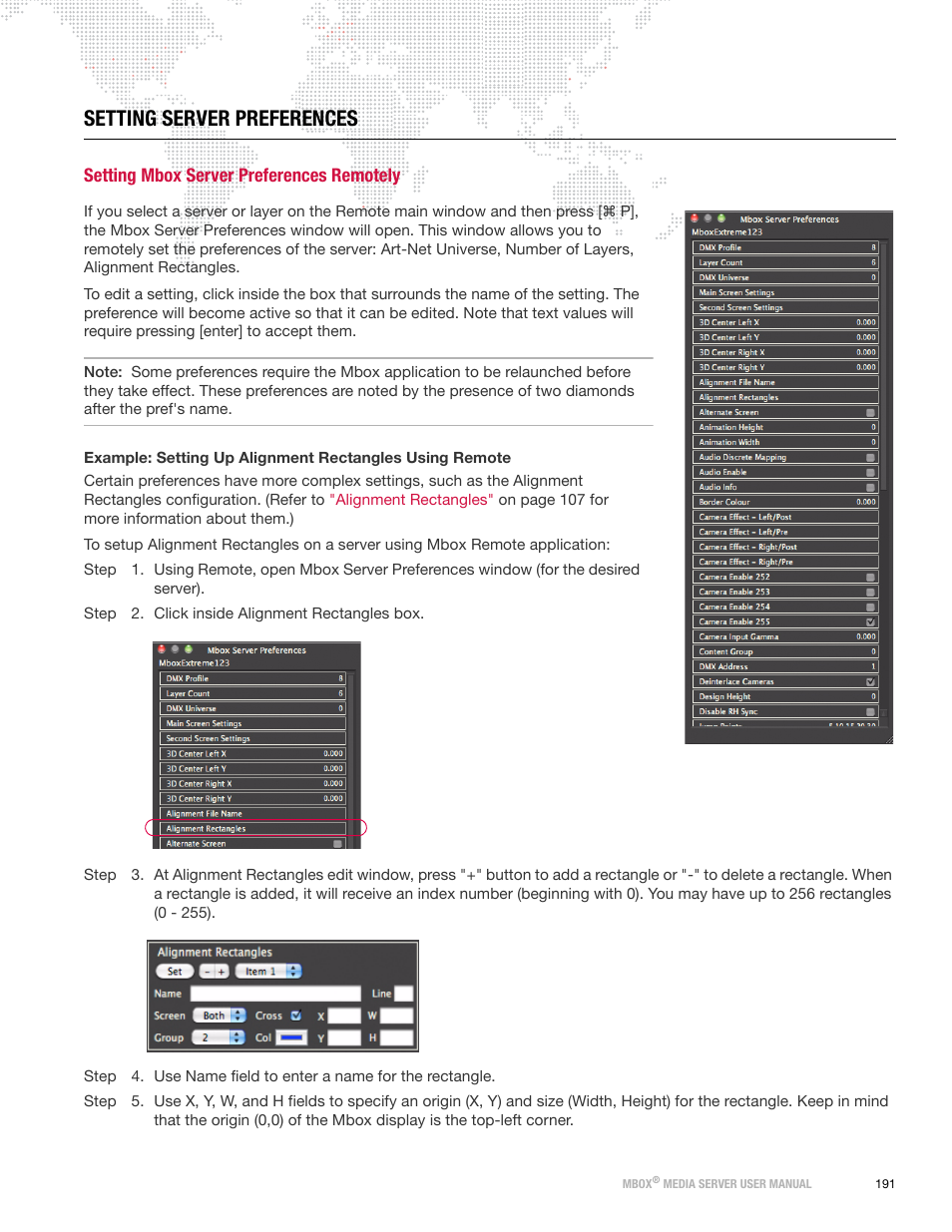 Setting server preferences, Setting mbox server preferences remotely, Setting | Mbox server preferences remotely, Setting mbox server, Preferences remotely, Setting mbox, Server preferences remotely | PRG Mbox Designer Manual 3.8 User Manual | Page 199 / 244