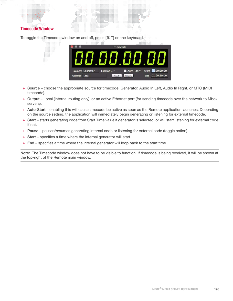 Timecode window | PRG Mbox Designer Manual 3.8 User Manual | Page 201 / 244