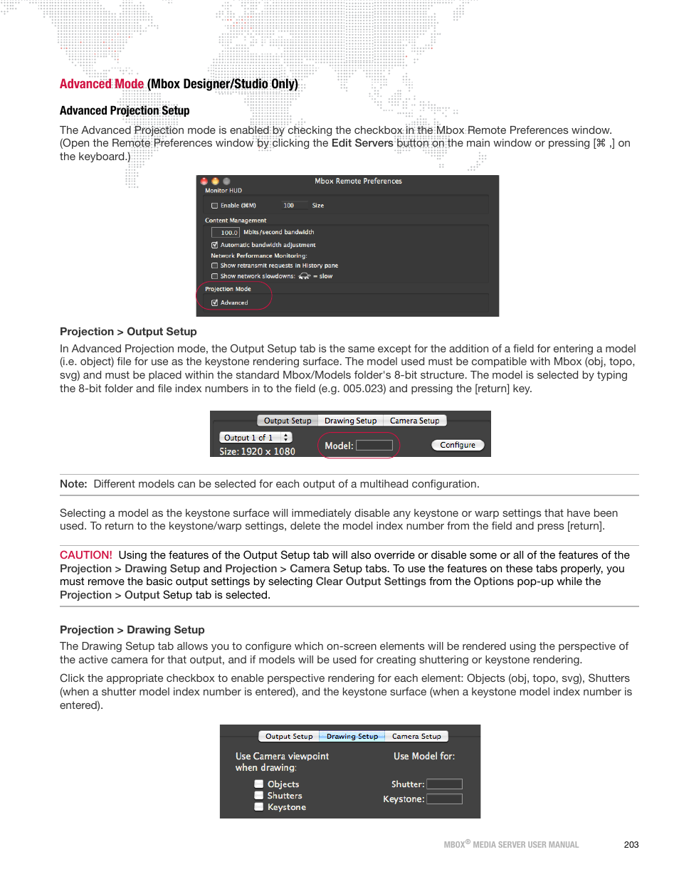 Advanced mode (mbox designer/studio only), Advanced projection setup, Advanced | Projection setup | PRG Mbox Designer Manual 3.8 User Manual | Page 211 / 244