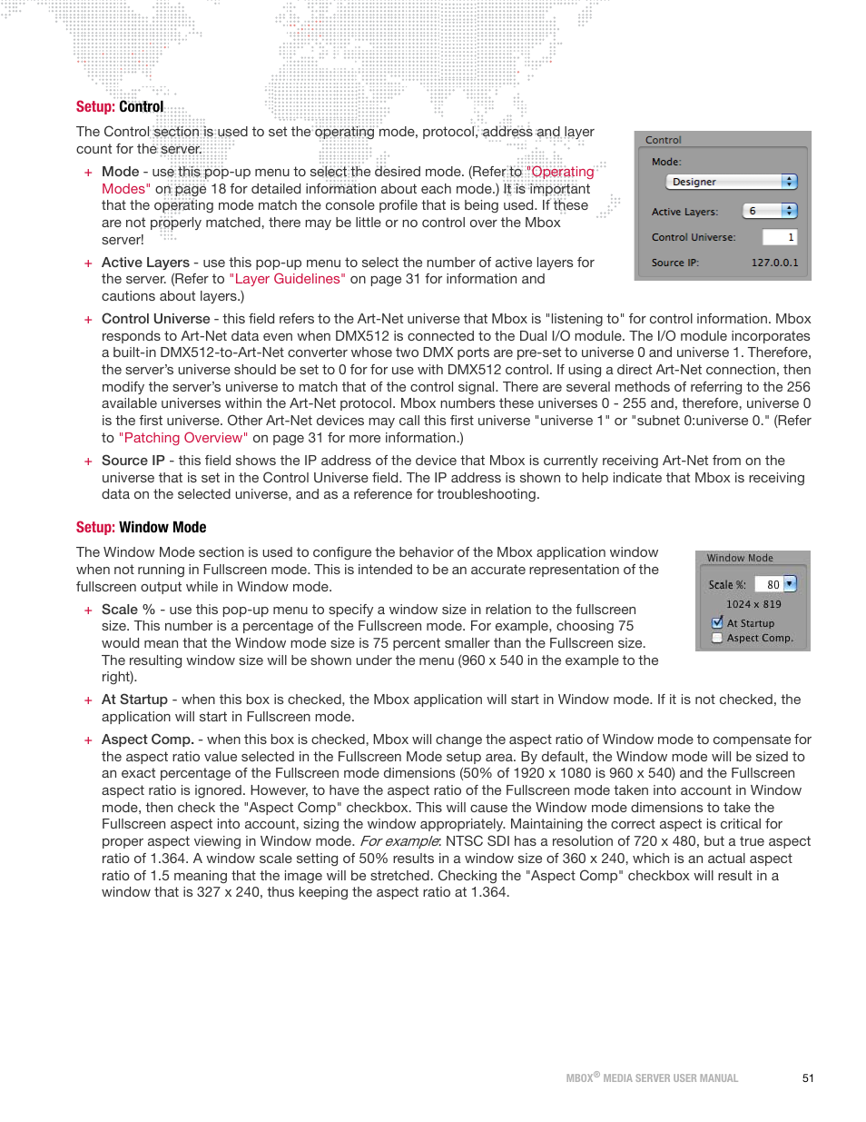 Setup: control, Setup: window mode, Setup: control setup: window mode | PRG Mbox Designer Manual 3.8 User Manual | Page 59 / 244