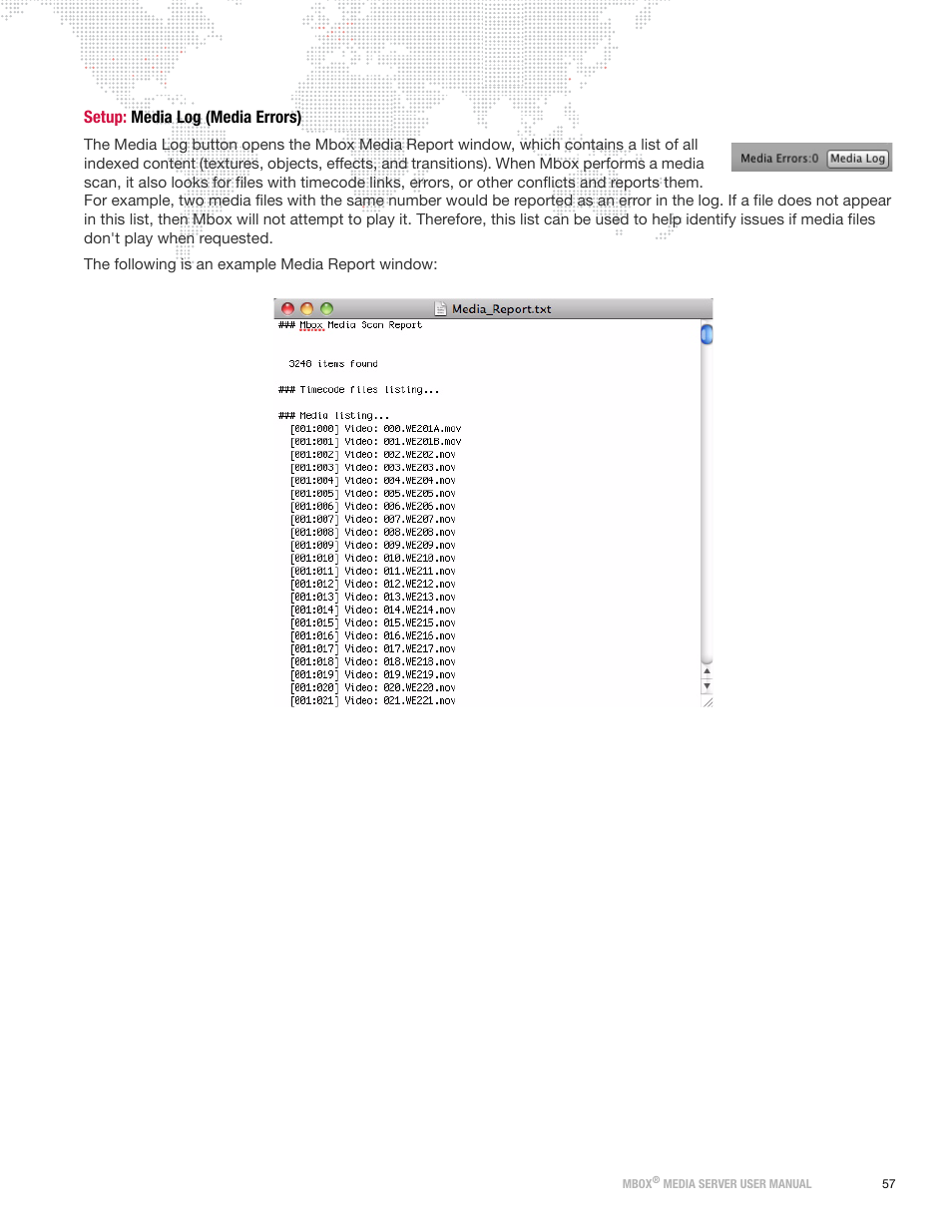 Setup: media log (media errors) | PRG Mbox Designer Manual 3.8 User Manual | Page 65 / 244