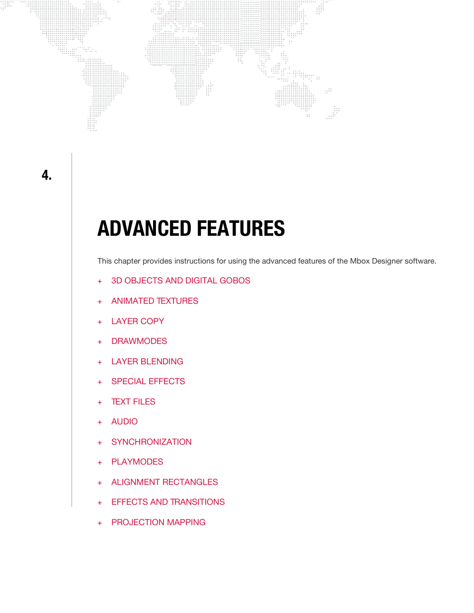 Advanced features, Chapter 4. advanced features | PRG Mbox Designer Manual 3.8 User Manual | Page 77 / 244