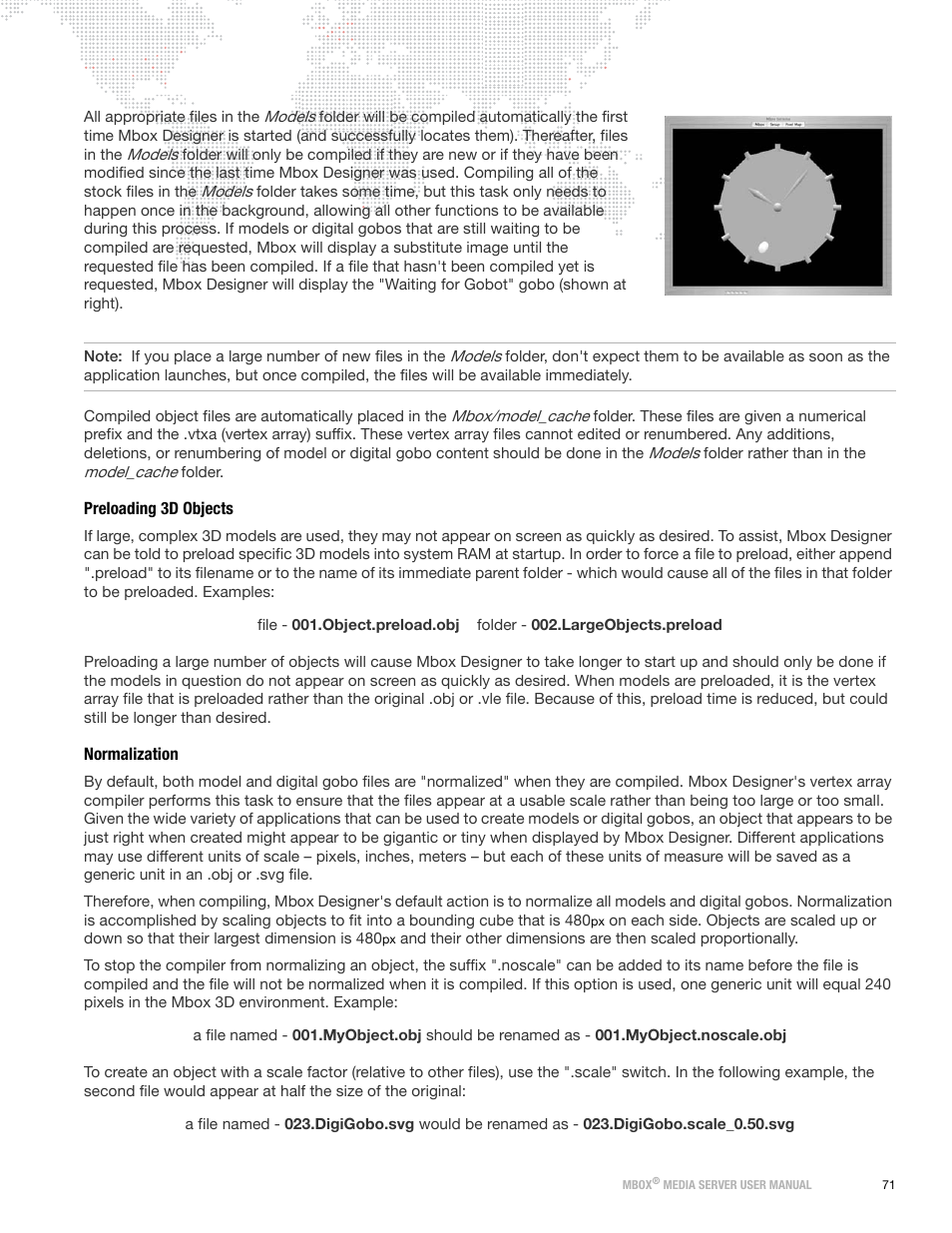 Preloading 3d objects, Normalization, Preloading 3d objects normalization | PRG Mbox Designer Manual 3.8 User Manual | Page 79 / 244