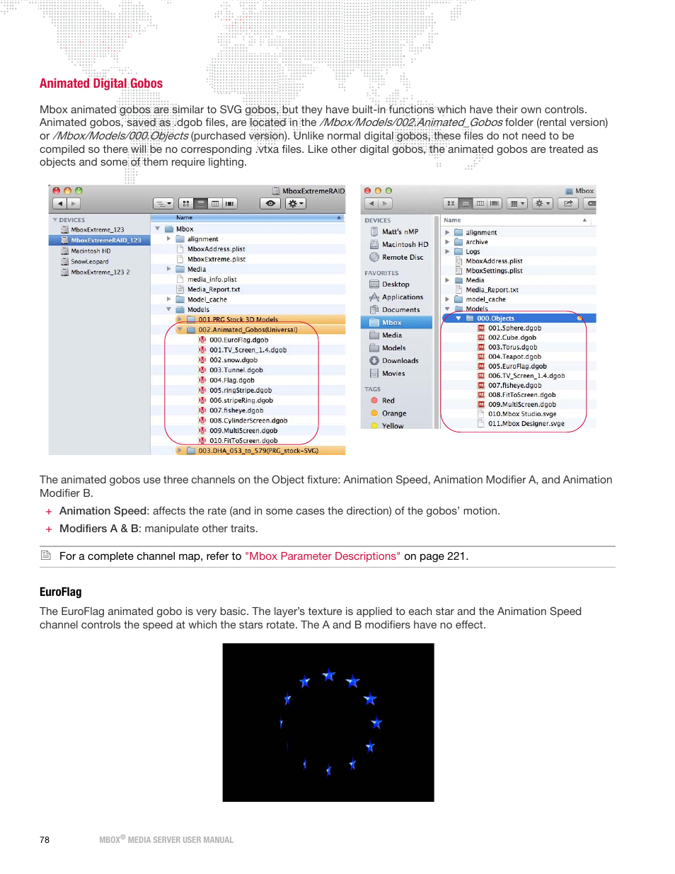 Animated digital gobos, Euroflag | PRG Mbox Designer Manual 3.8 User Manual | Page 86 / 244