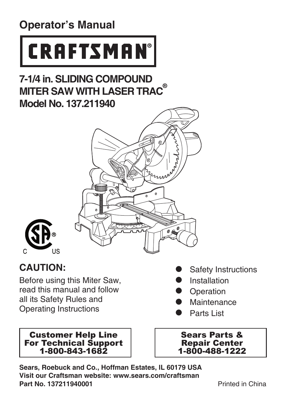 Craftsman 137.21194 User Manual | 44 pages