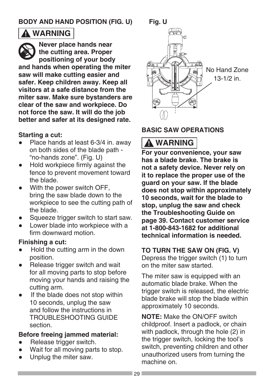 Warning | Craftsman 137.21194 User Manual | Page 29 / 44