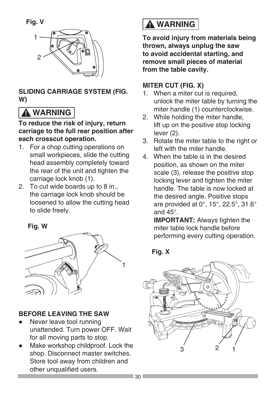 Warning | Craftsman 137.21194 User Manual | Page 30 / 44