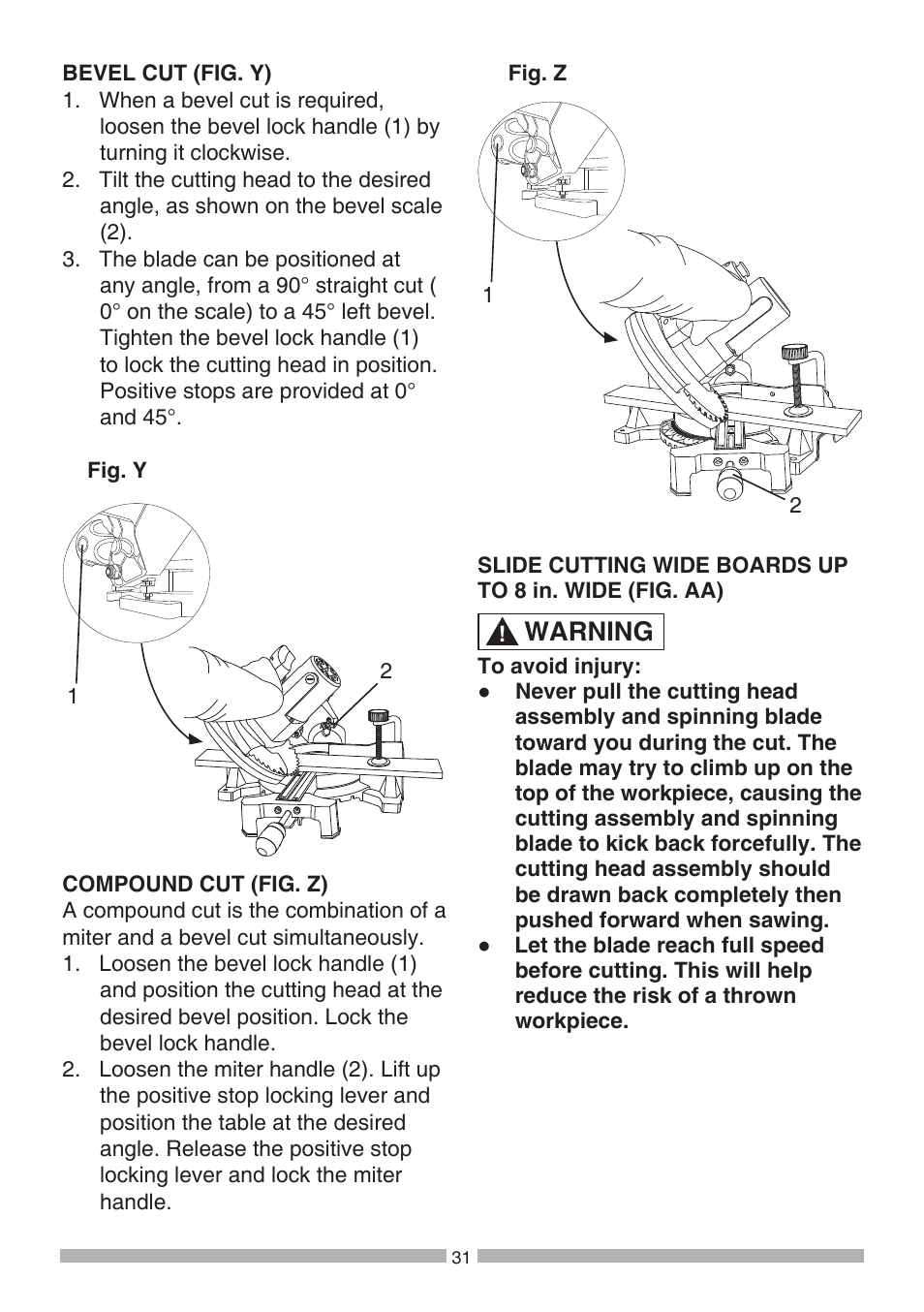 Warning | Craftsman 137.21194 User Manual | Page 31 / 44