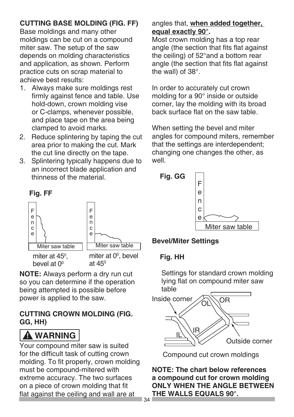 Warning | Craftsman 137.21194 User Manual | Page 34 / 44