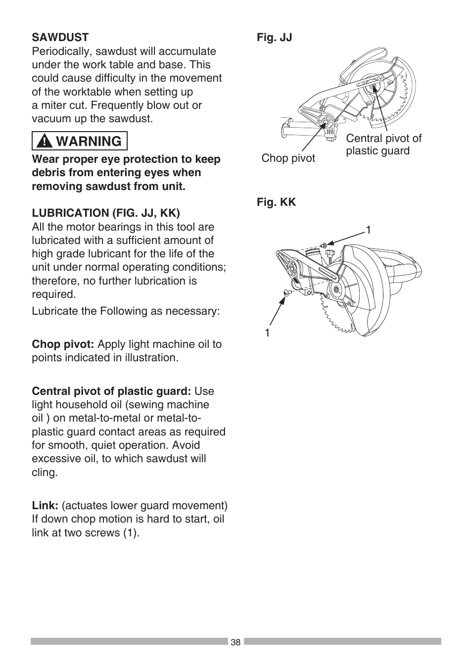 Warning | Craftsman 137.21194 User Manual | Page 38 / 44