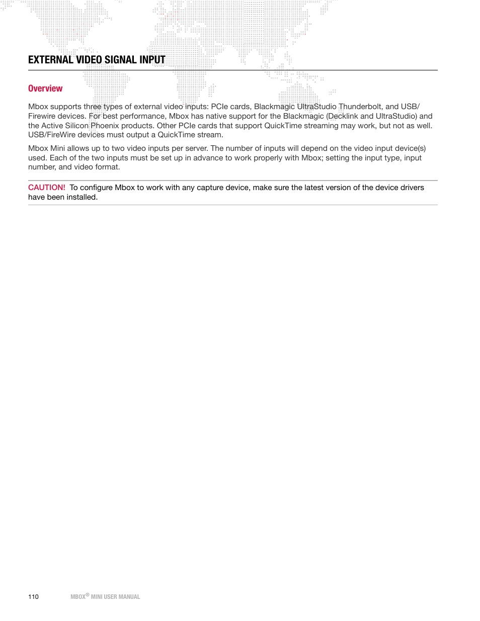 External video signal input, Overview | PRG Mbox Mini Manual 3.8 User Manual | Page 118 / 192