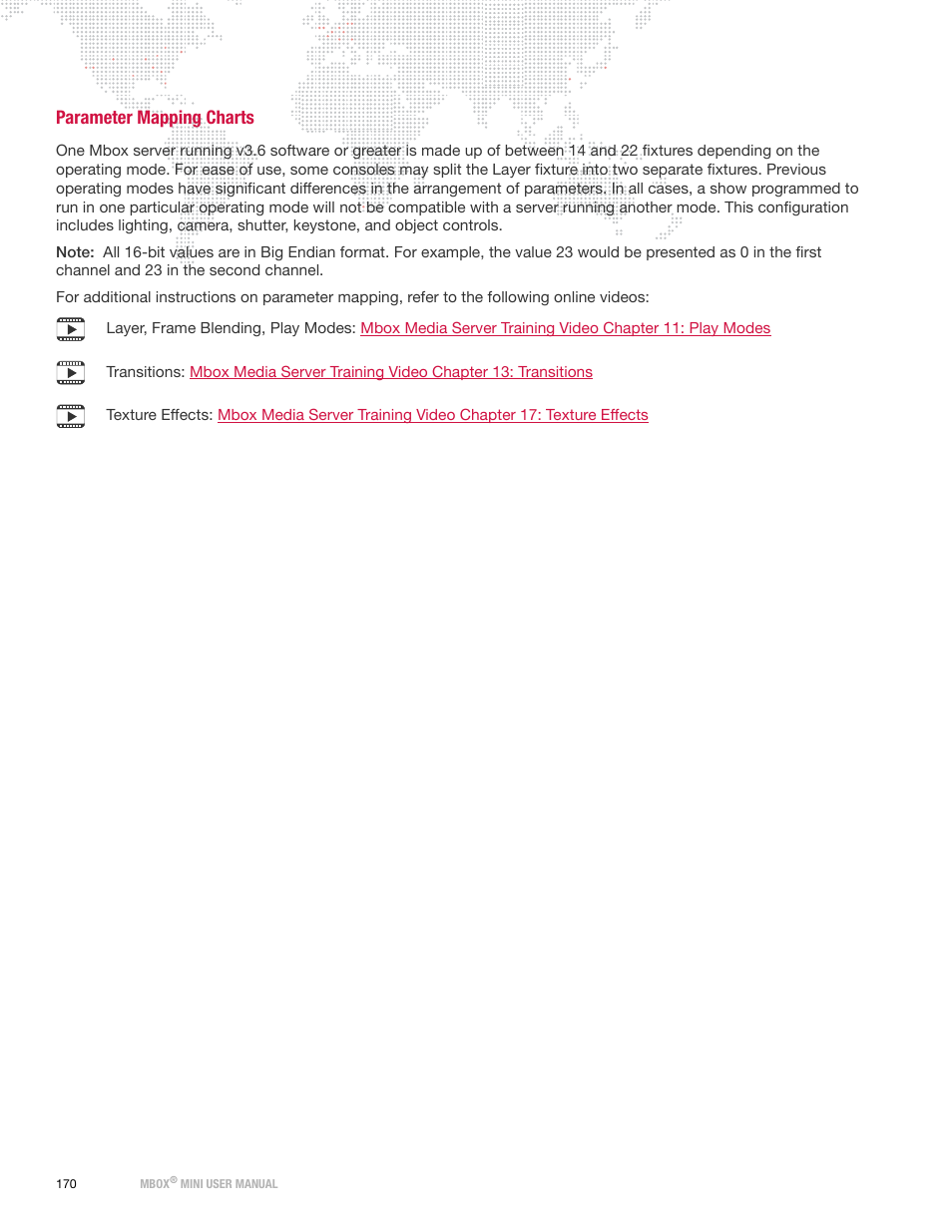 Parameter mapping charts | PRG Mbox Mini Manual 3.8 User Manual | Page 178 / 192
