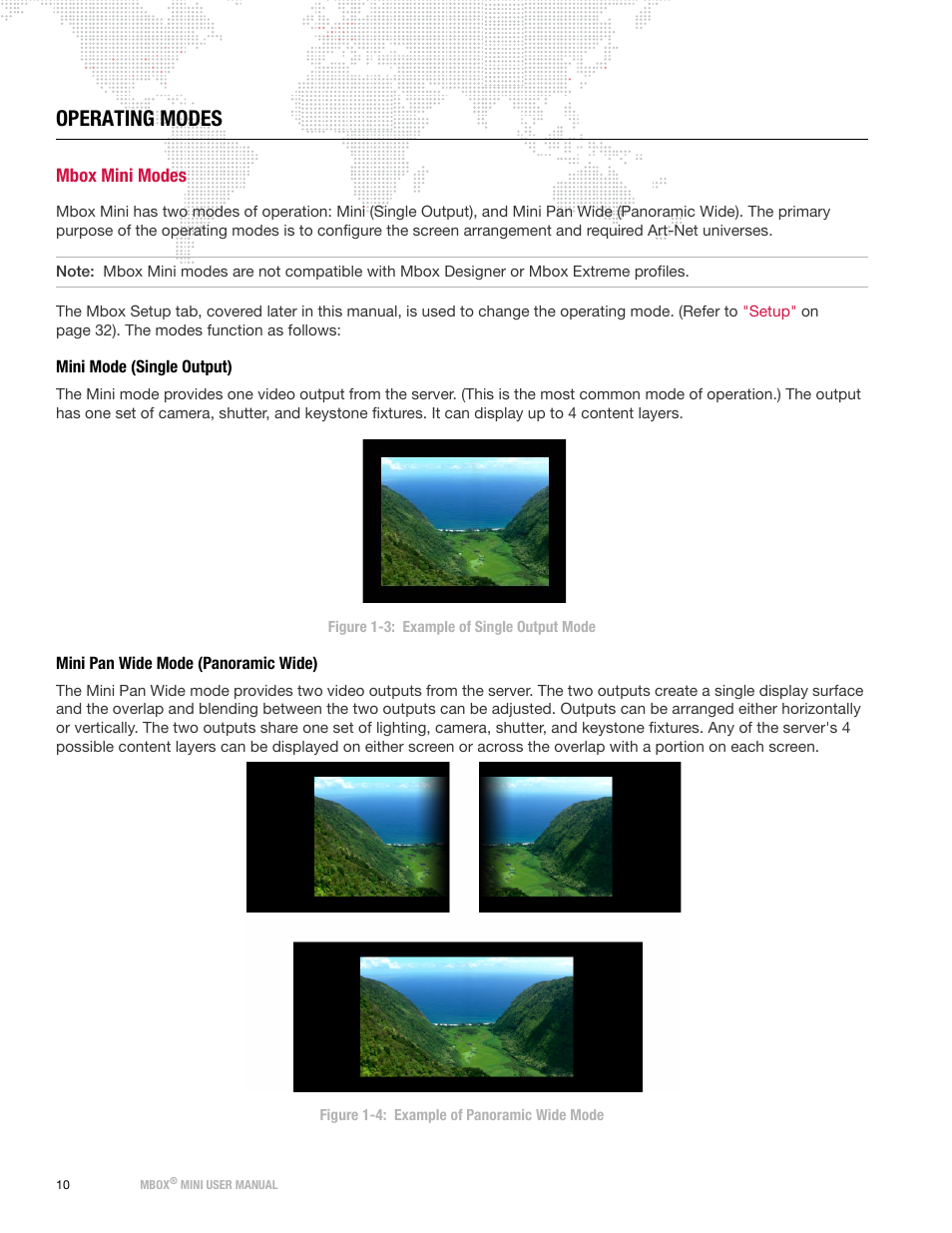 Operating modes, Mbox mini modes, Mini mode (single output) | Mini pan wide mode (panoramic wide) | PRG Mbox Mini Manual 3.8 User Manual | Page 18 / 192
