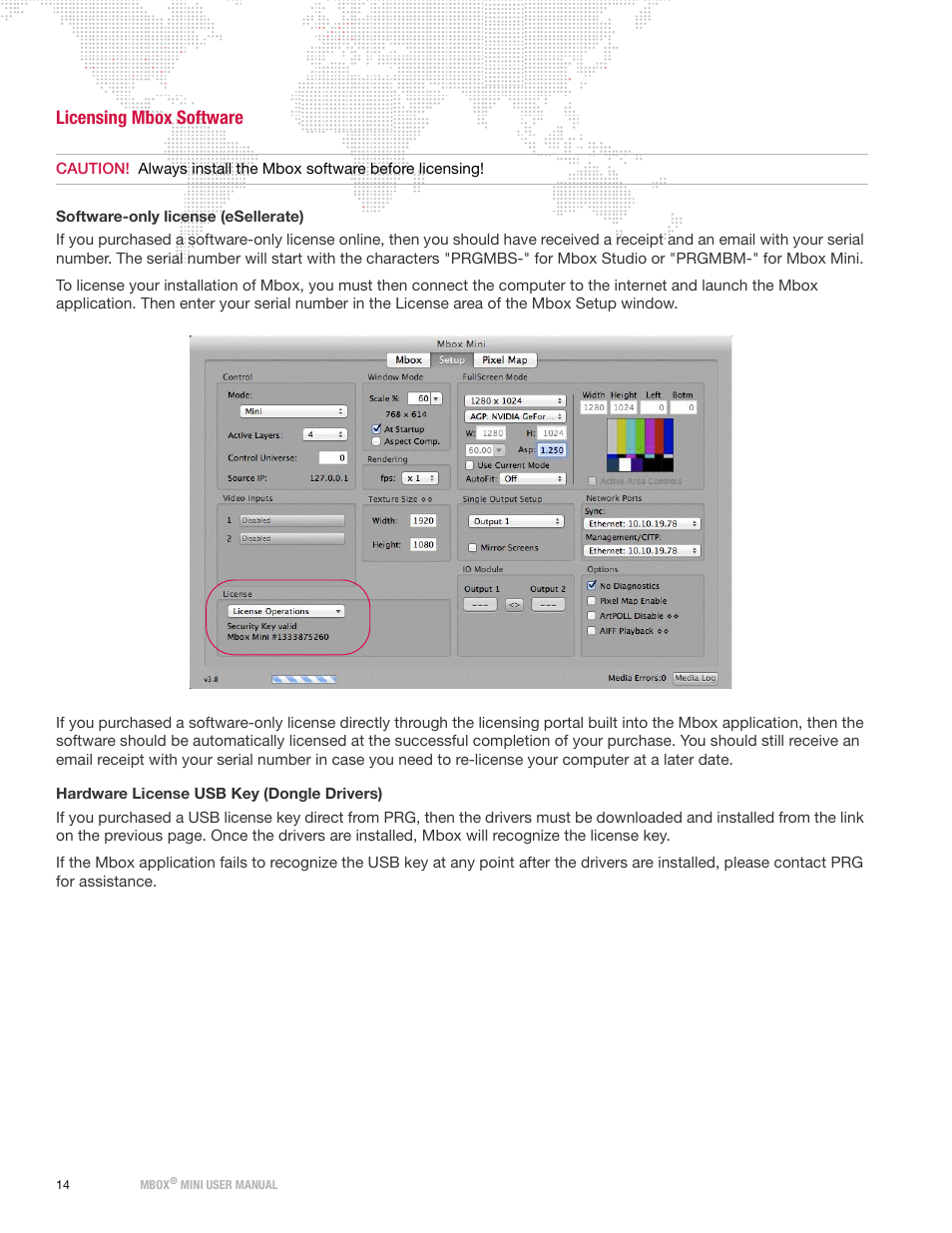 Licensing mbox software | PRG Mbox Mini Manual 3.8 User Manual | Page 22 / 192