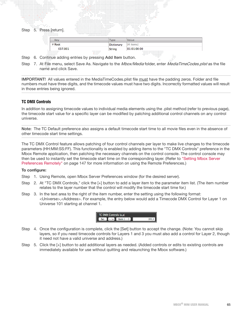 Tc dmx controls | PRG Mbox Mini Manual 3.8 User Manual | Page 73 / 192