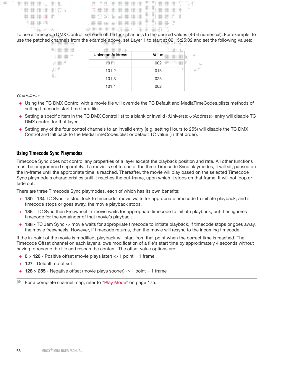Using timecode sync playmodes | PRG Mbox Mini Manual 3.8 User Manual | Page 74 / 192