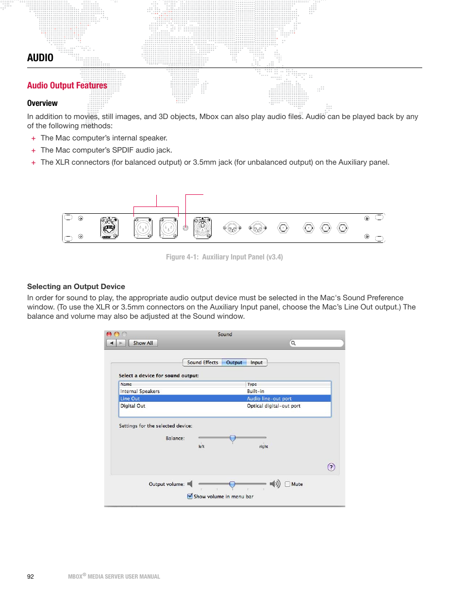 Audio, Audio output features, Overview | PRG Mbox Designer User Manual v3.7 User Manual | Page 100 / 232
