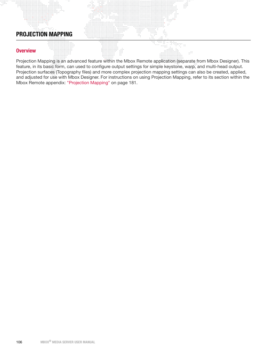 Projection mapping, Overview | PRG Mbox Designer User Manual v3.7 User Manual | Page 114 / 232