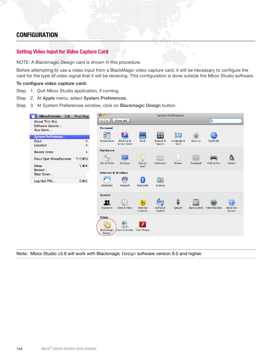 Configuration, Setting video input for video capture card | PRG Mbox Designer User Manual v3.7 User Manual | Page 152 / 232