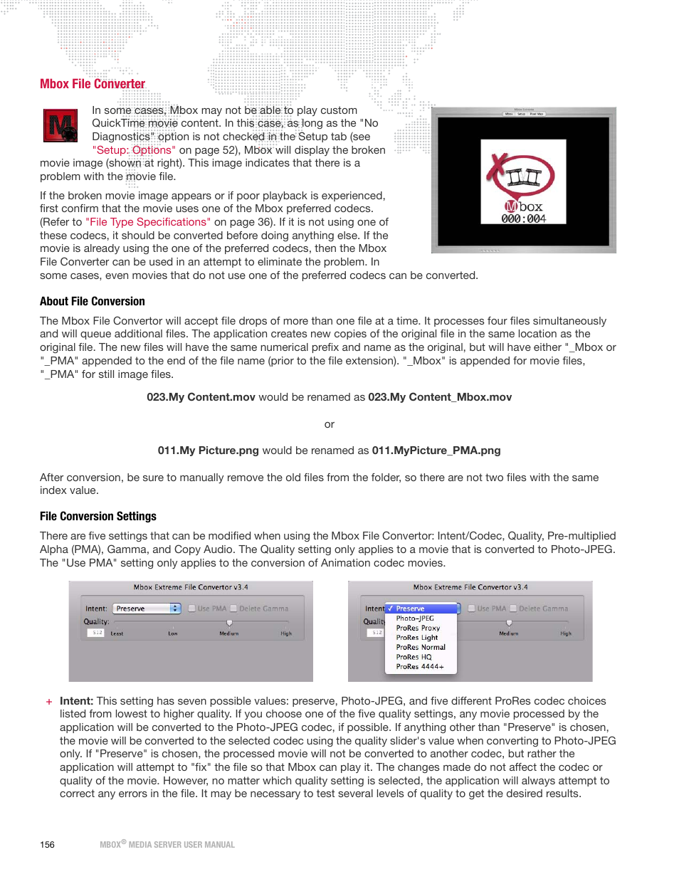 Mbox file converter, About file conversion, File conversion settings | About file conversion file conversion settings | PRG Mbox Designer User Manual v3.7 User Manual | Page 164 / 232