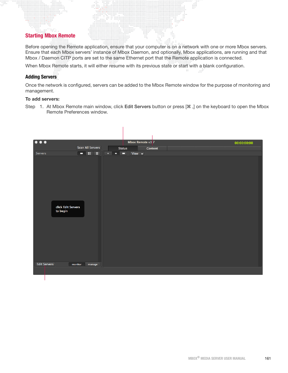 Starting mbox remote, Adding servers | PRG Mbox Designer User Manual v3.7 User Manual | Page 169 / 232