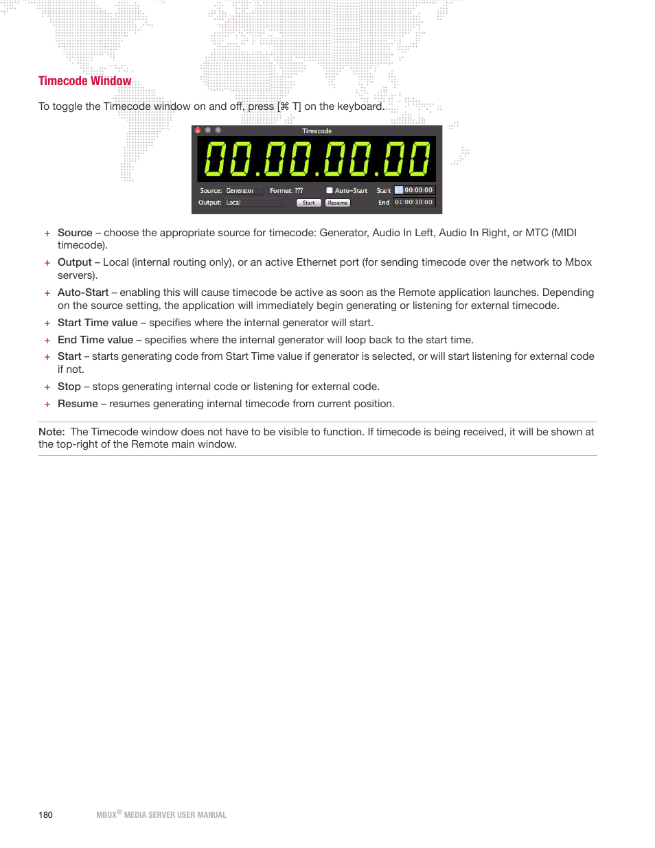 Timecode window | PRG Mbox Designer User Manual v3.7 User Manual | Page 188 / 232