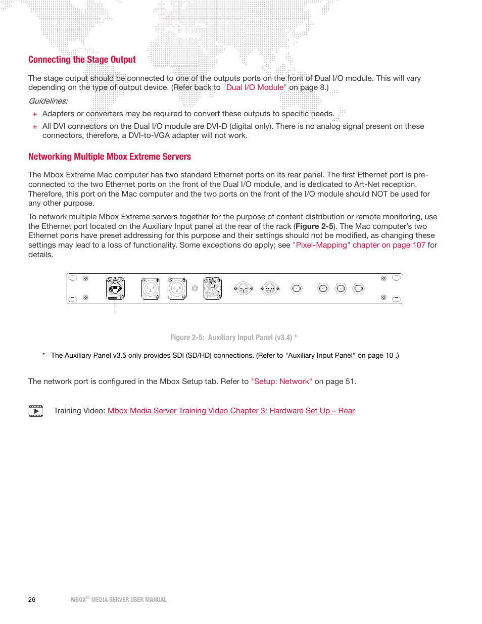 Connecting the stage output, Networking multiple mbox extreme servers, Guidelines | PRG Mbox Designer User Manual v3.7 User Manual | Page 34 / 232