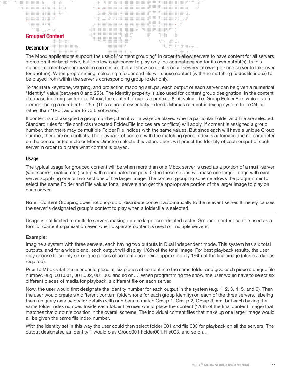 Grouped content, Description, Usage | Description usage | PRG Mbox Designer User Manual v3.7 User Manual | Page 49 / 232