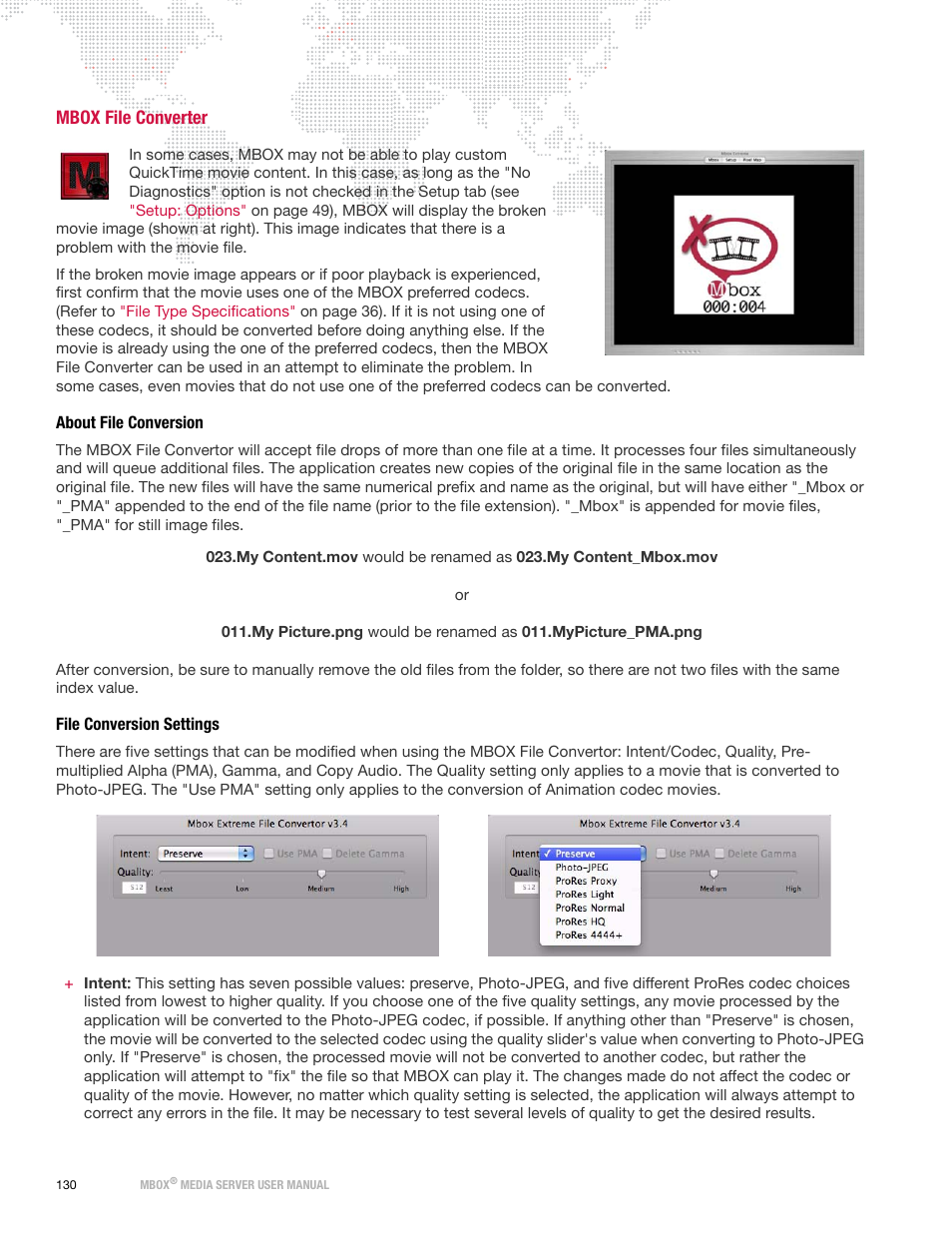 Mbox file converter, About file conversion, File conversion settings | About file conversion file conversion settings | PRG Mbox Designer User Manual v3.6.1 User Manual | Page 138 / 174