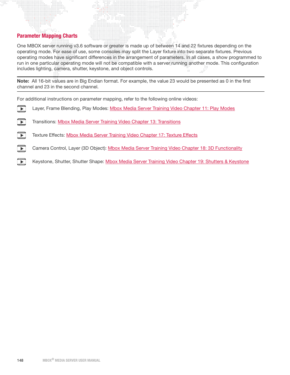Parameter mapping charts | PRG Mbox Designer User Manual v3.6.1 User Manual | Page 156 / 174