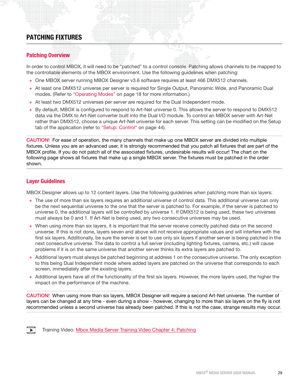 Patching fixtures, Patching overview, Layer guidelines | Patching overview layer guidelines | PRG Mbox Designer User Manual v3.6.1 User Manual | Page 37 / 174