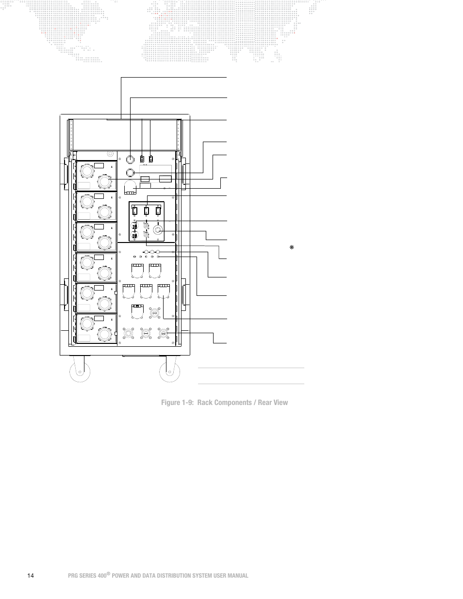 Figure 1-9: rack components / rear view, Push test to, Power and data distribution system user manual | S400 rack components may vary | PRG S400 User Manual 3.1 User Manual | Page 20 / 66