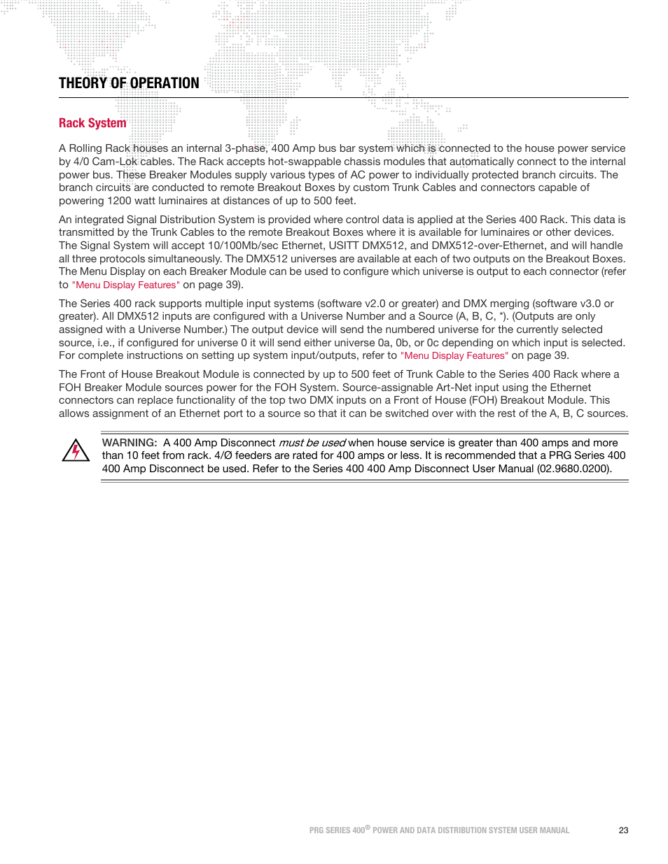 Theory of operation, Rack system | PRG S400 User Manual 3.1 User Manual | Page 29 / 66