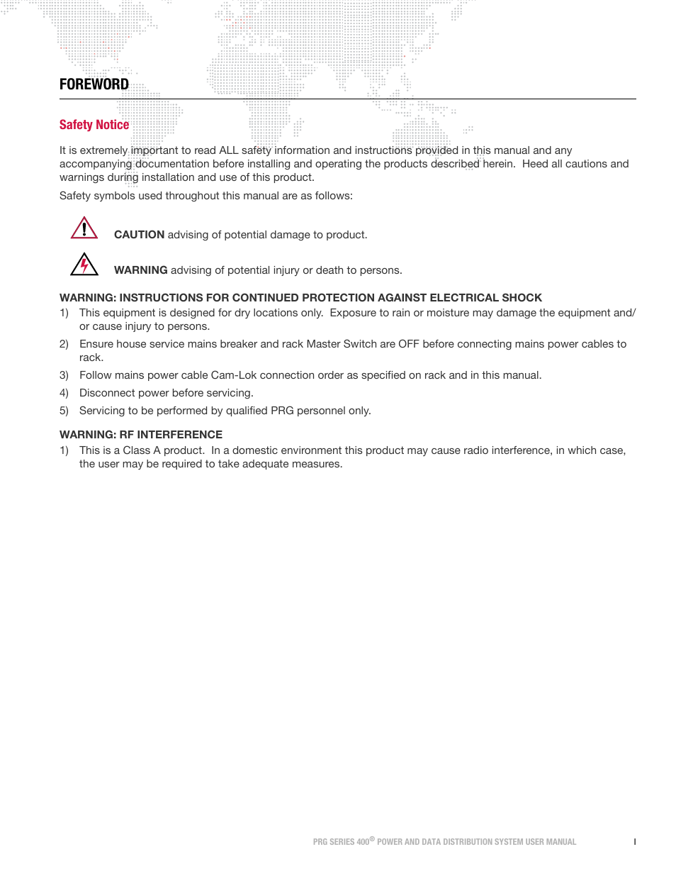 Foreword, Safety notice | PRG S400 User Manual 3.1 User Manual | Page 3 / 66