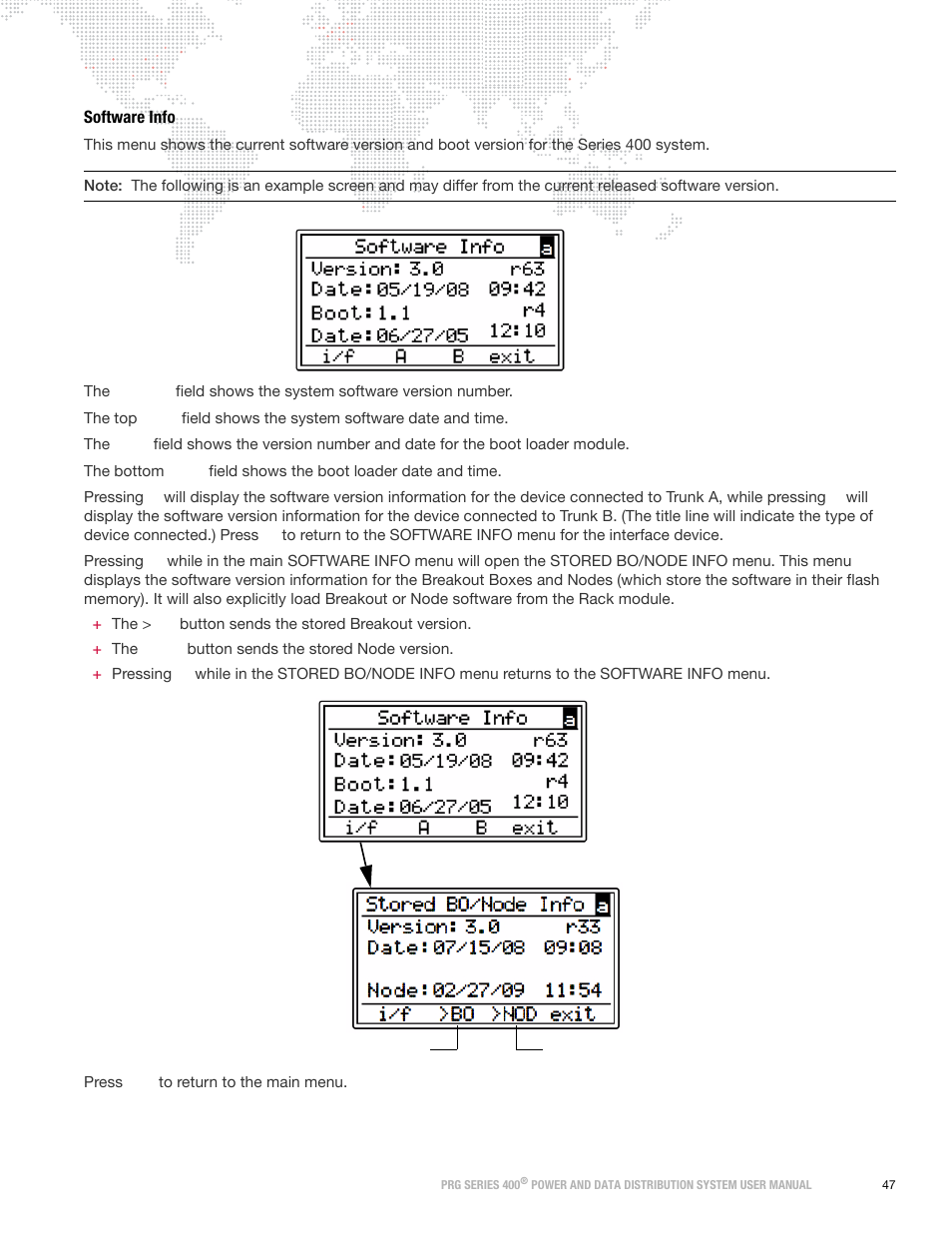 Software info | PRG S400 User Manual 3.1 User Manual | Page 53 / 66