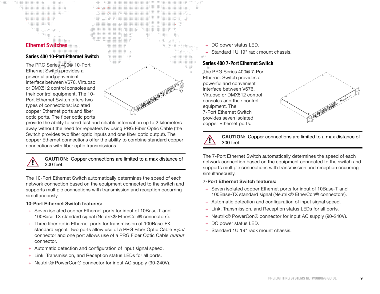 Ethernet switches, Series 400 10-port ethernet switch, Series 400 7-port ethernet switch | PRG S400 Systems Networking Guide User Manual | Page 10 / 66