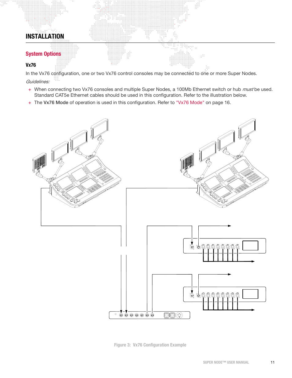Installation, System options, Vx76 | PRG Super Node User Manual | Page 13 / 26
